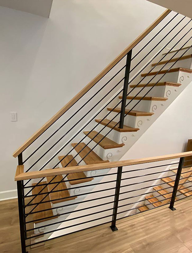 Residential staircase with custom railings