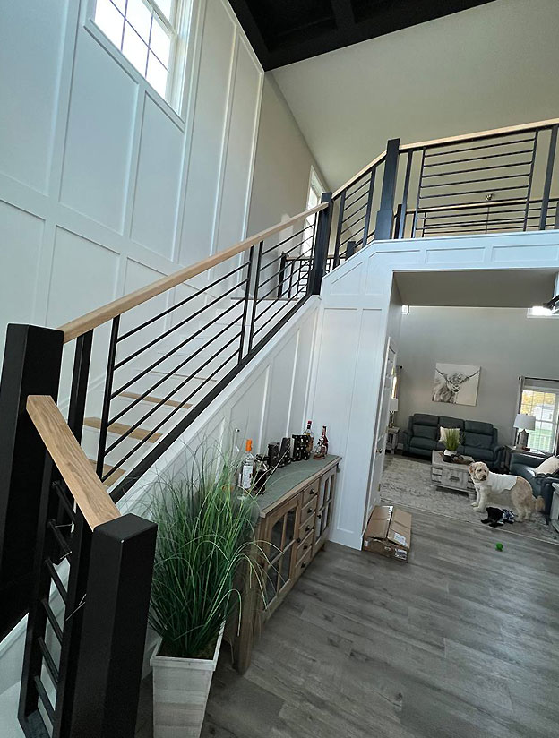 Contemporary glass and metal railings